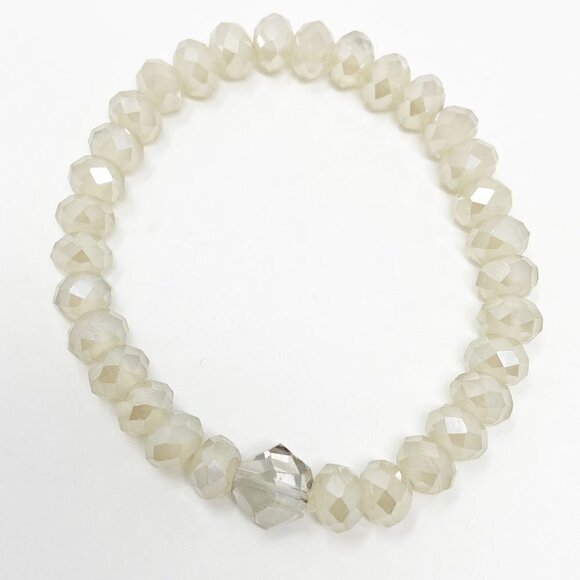 Cream + Champagne Boho Beaded Bracelets Set of 3 - Picture 4 of 4